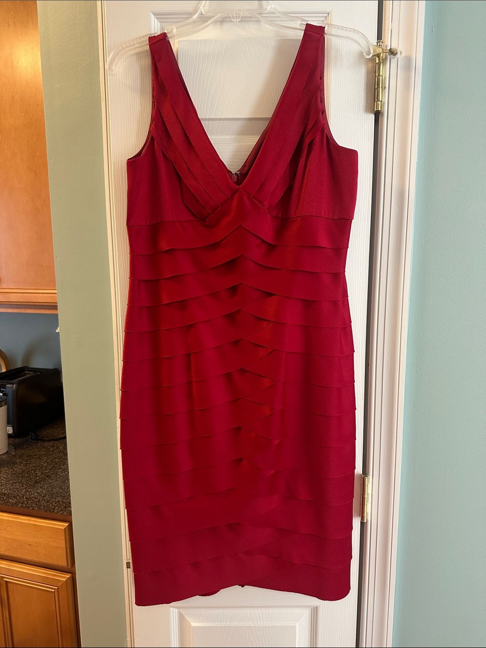 Vintage Jones Wear Red Sleeveless V-Neck Layered Dress